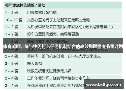 体育减肥训练与快闪打卡任务机制结合的高效燃脂强度节奏计划